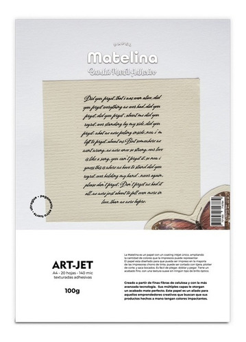 ART-JET  Matelina adhesiva Bambú Marfil 100gr A4 x20u