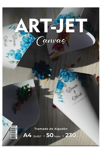 ART-JET  Papel Fotográfico Canvas Tramado Algodon x50u 230gr