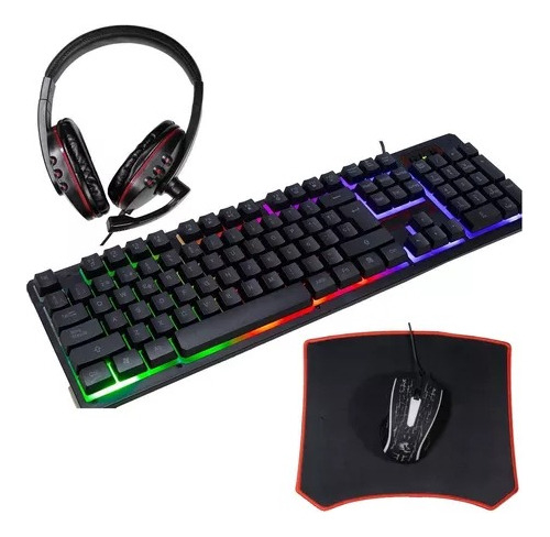GENERICO JX-K1088 Teclado 4 en 1 + auricular+mouse+mousepad