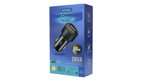 SEISA SM-FS339 Cargador para auto 2 salidas USB A