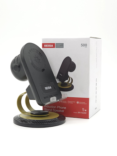 SEISA BN-H68W Soporte con parlante bluetooth y cargador inalambrico 15w