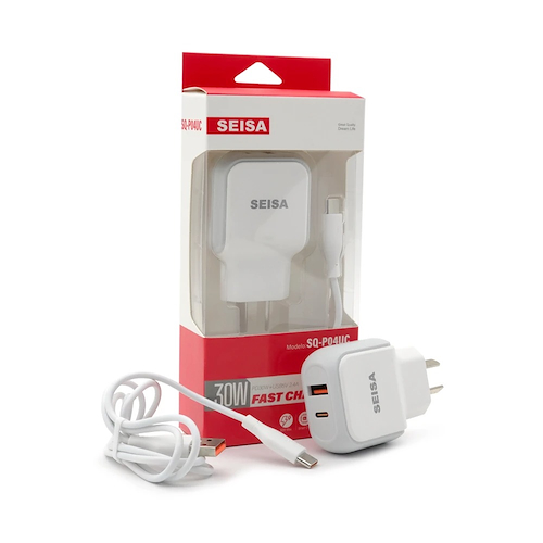 SEISA SQ-P04UC Cargador 2 salidas usb a y tipo C + Cable usb a / tipo C