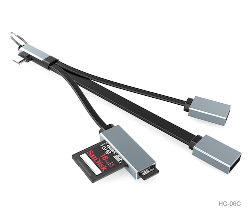 SEISA HC-06C Cable 4 en 1 tipo C a USB 2.0 + USB 3,0 + card reader
