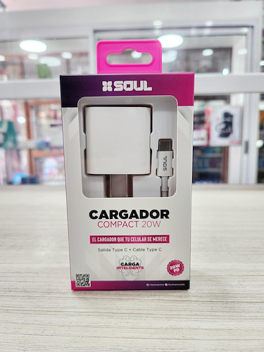SOUL COMPACT Cargador tipo C + cable tipo C a C 20W