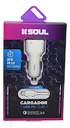 SOUL CAQ-USBDUALPDM Cargador de auto carga rapida Micro usb