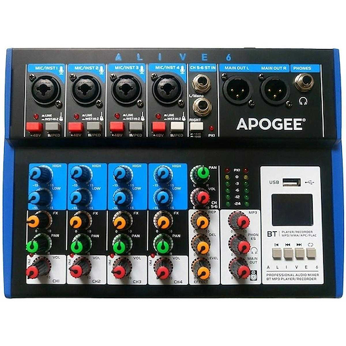 APOGEE Alive 6 Consola mixer 6 canales usb bluetooth 48v - $ 184.200
