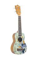 BAMBOO U-21-Boho Ukelele Soprano Tapa Aro Y Fondo Linden Funda