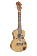 BAMBOO Bu-21-roses Ukelele soprano de linden tapa aro y fondo linden funda