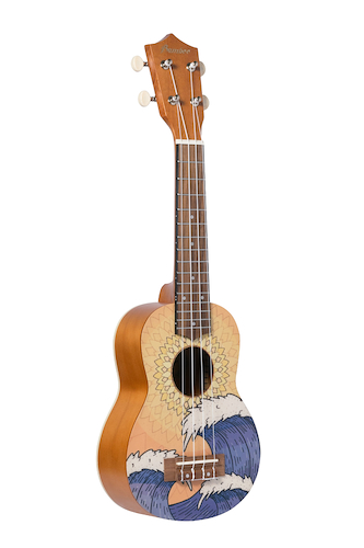 BAMBOO U-21-Wave Ukelele Soprano Tapa Aro Y Fondo Linden Funda - $ 81.000