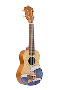 BAMBOO U-21-Wave Ukelele Soprano Tapa Aro Y Fondo Linden Funda
