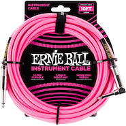 ERNIE BALL P06078 Cable Plug Plug En L Mallado Textil 3 Mts Rosa