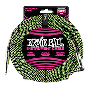 ERNIE BALL P06077 Cable Plug Plug En L Mallado Textil 3 Mts Verde