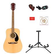 FENDER Fa-125 Pack de guitarra acústica tapa de abeto soporte afinador etc