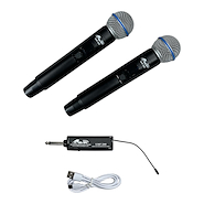 GBR Uhf-200 Micrófono Inalámbrico Doble Mano Uhf Usb
