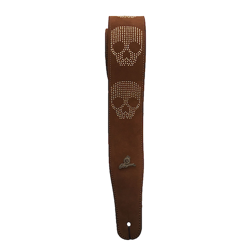 MAGMA Smo02c Correa gamuza marron con calavera para guitarra bajo - $ 67.900