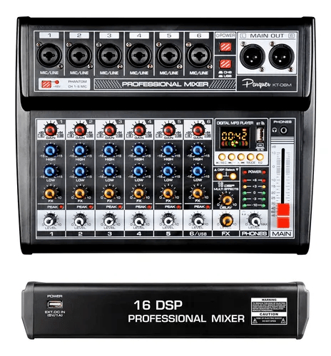 PARQUER Kt-06m Consola mixer 6 canales interface usb grabacion efectos bt - $ 198.000
