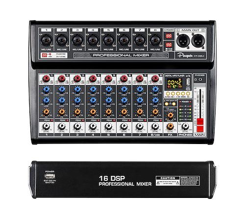 PARQUER Kt-08m Consola mixer 8 canales interface usb grabacion efectos bt - $ 209.100