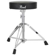 PEARL D-50 Banqueta Circular Cuerina Negra Altura Regulable Patas Doble