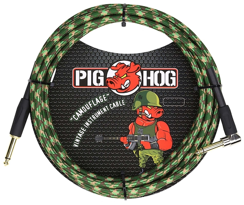 PIG HOG Pch10cfr Cable plug plug 3 mts angular camuflado para guitarra bajo - $ 21.200