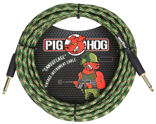 PIG HOG Pch20cf Cable plug plug 6 mts camuflado mallado para guitarra bajo - $ 28.800