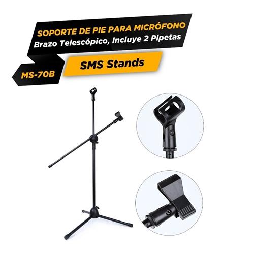 SMS Ms70b Soporte de micrófono doble con pipetas negro - $ 23.000