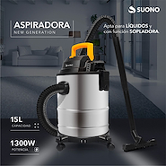 SUONO HOG0172 Aspiradora de tacho industrial 15 Litros acero inox 1300w