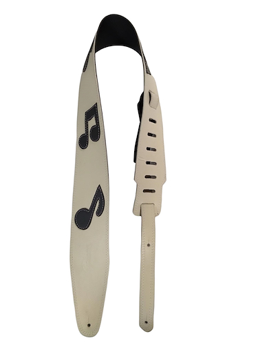 TIJUANA 220-8 Correa De Cuero Blanca Con Notas Musicales Guitarra Bajo - $ 31.000