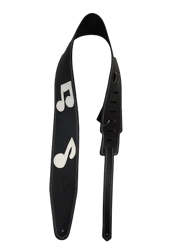 TIJUANA 210-8 Correa De Cuero Negra Con Notas Musicales Guitarra Y Bajo - $ 31.000