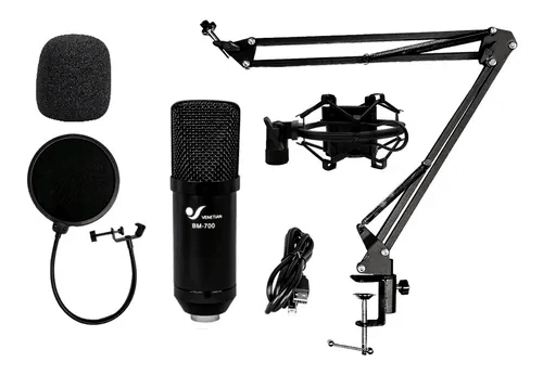 VENETIAN Bm-700bk Kit micrófono condenser usb antipop brazo cable shock mount - $ 40.100