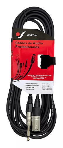 VENETIAN Emc062 Cable Canon Macho Xlr A Plug 6.5 Mono 2 Mts - $ 13.000