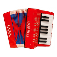 Acordeon | a Piano | 17 teclas | 8 Bajos | Con Correa | Roja CORELLI WHC104 RD