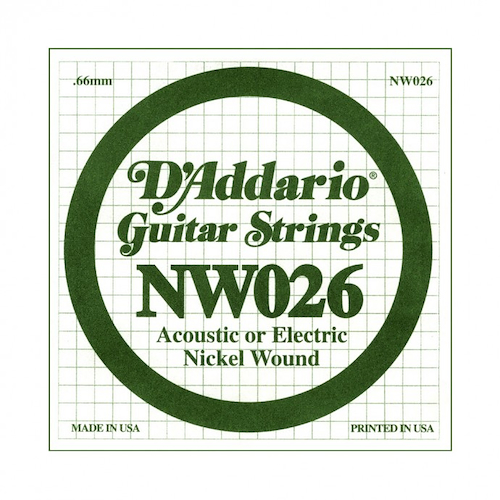 Cuerdas suelta | 026 | Nickel Wound | Sobre x 5 unidades DADDARIO Strings NW026 - $ 24.304
