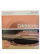 Encordado | Acustica | 010-050 | Bronze 85/15 | Extra Lite DADDARIO Strings EZ900-E