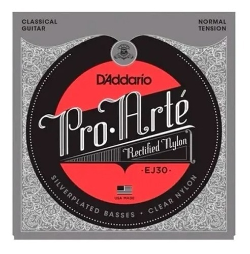 Enc. P/Clásica, Nylon Entorchado En Plata Rectificado, Tensi DADDARIO Strings EJ30 - $ 31.499