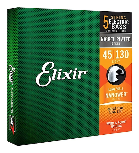 Electric Bass Nickel Plated Steel con recubrimiento NANOWEB ELIXIR 14202 - $ 173.514