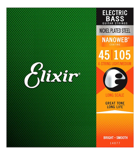 Electric Bass Nickel Plated Steel con recubrimiento NANOWEB ELIXIR 14077 - $ 139.139