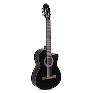 Guitarra Clásica Concierto con corte y ecualizador GEWA VG500162 4/4 BLACK T.ABETO FONDO Y ARO CAOBA