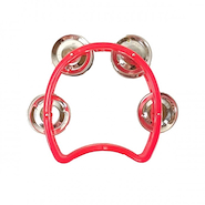 Pandereta media luna pequeña, 4 sonajas 4.5” x 5.5” Roja KNIGHT JB918-RD