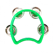 Pandereta media luna pequeña, 4 sonajas 4.5” x 5.5” Verde KNIGHT JB918-GR