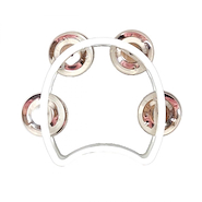 Pandereta media luna pequeña, 4 sonajas 4.5” x 5.5” Blanca KNIGHT JB918-WH