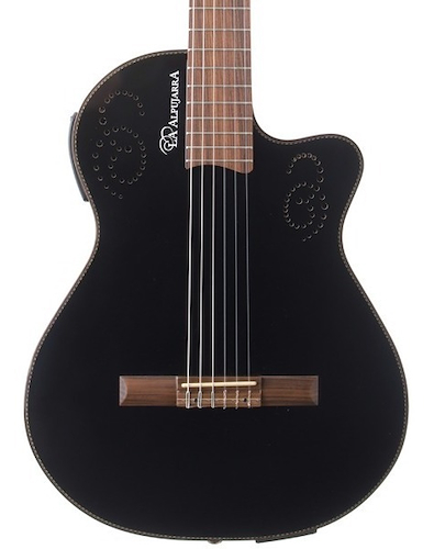 GUITARRA SIN BOCA CON CORTE Y ECUALIZADOR TAPA NEGRA MATE LA ALPUJARRA 300KECNM - $ 434.660