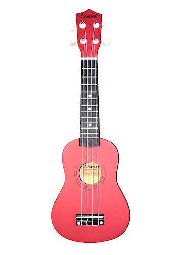 UKELELE TRAD. SOPRANO CON FUNDA COLOR ROJO LEONARD UK5 - $ 40.952