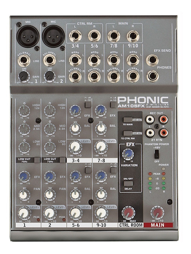 Mixer  2 Mic/Linea + 4st, Phantonm Multiefecto PHONIC AM105FX - $ 187.375