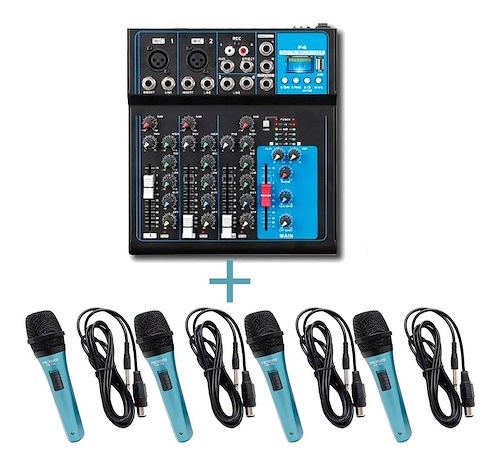 Mixer Ross F-4 De 5 Ch Bluetooth Usb + 4 Mics Ross Fm-138v2 ROSS PA F4PACK - $ 207.324