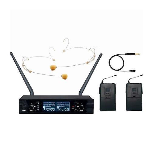 Microfono inalambrico | UHF | Doble (Vincha+vincha) | + cabl ROSS PA MU-626-HS/HS+IC - $ 313.292
