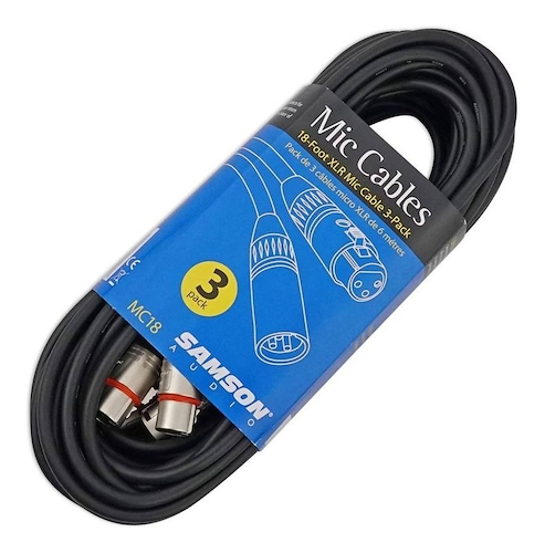 Cables 6.6m canon canon para Microfono x 3 unidades SAMSON MC18XLR - $ 80.762