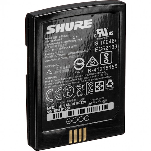 Baterìa | Recargable Litio-ION | p/ ADX1M SHURE SB910M - $ 290.486