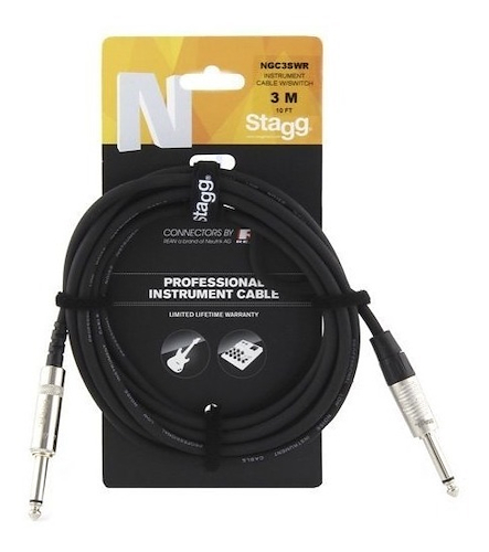 Cable Pro PLUG-PLUG standard neutrik 6mm. - 3mts con SWITCH STAGG NGC3SWR - $ 20.496
