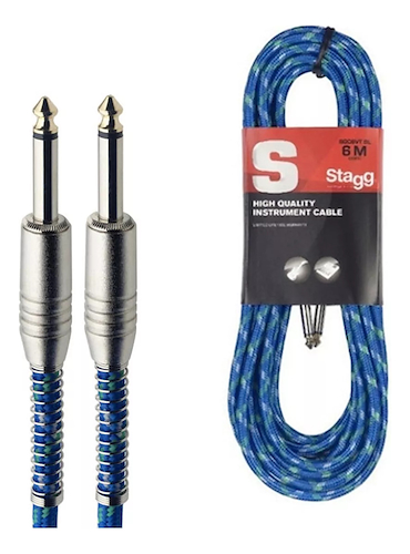 Cable PLUG PLUG Tela Standard - 6 Mts. - Color Azul STAGG SGC-6VT BL - $ 21.529
