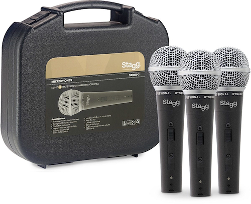 Microfono Dinamico Cardioide X 3 Con Cable 5 Mts. Con Estuch STAGG SDM503 - $ 116.876